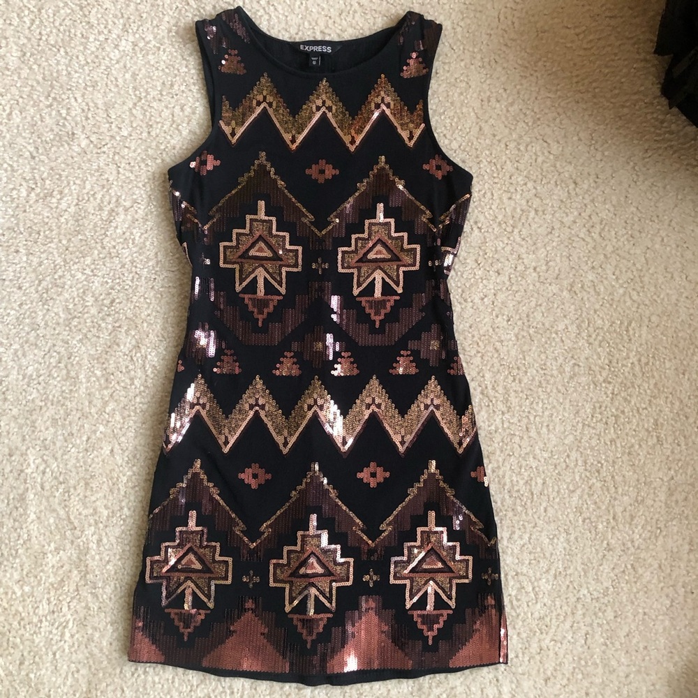 Express sleeveless sequin bodycon dress